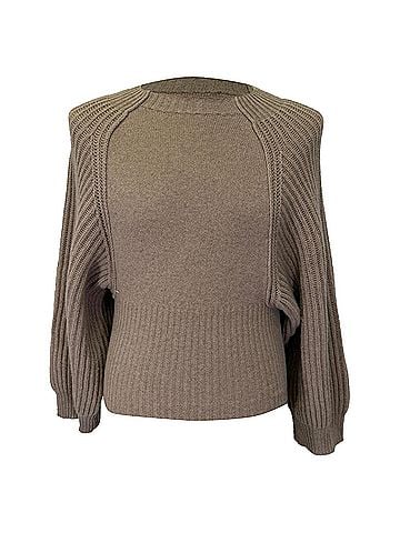 Stella McCartney Stella Mccartney Knitted Balloon-Sleeve Sweater in Brown Cashmere (view 1)