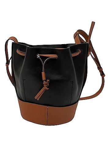 Loewe Loewe Small Balloon Bucket Bag in Black and Brown Leather (view 1)