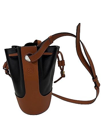 Loewe Loewe Small Balloon Bucket Bag in Black and Brown Leather (view 2)
