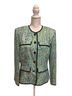 Adrianna Papell 100% Silk 100% Acetate Print Green Blue Black White Jacket Size 14 - photo 1