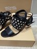 MICHAEL Michael Kors 100% Leather Black Silver Sandals Size 9 1/2 - photo 5