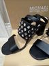 MICHAEL Michael Kors 100% Leather Black Silver Sandals Size 9 1/2 - photo 4