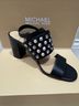 MICHAEL Michael Kors 100% Leather Black Silver Sandals Size 9 1/2 - photo 7