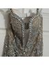 Custom Designed Silver Tan Cocktail Dress Size L - photo 5
