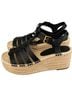 Tory Burch Color Block Solid Black Wedges Size 6 1/2 - photo 1
