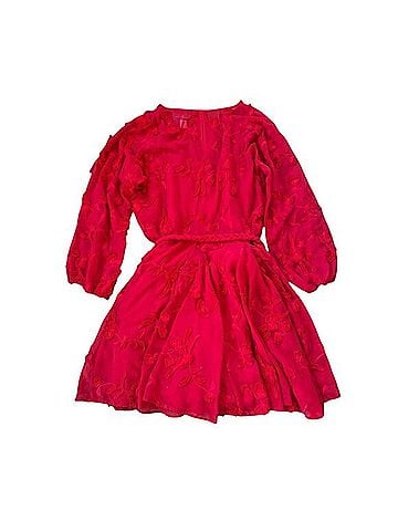 Mare Mare X Anthropologie Amal Textured Floral Red Casual Dress (view 2)