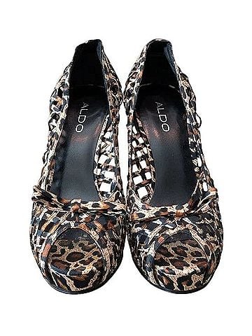 Aldo Cheetah Print Woven Platform Pumps Heels (view 2)