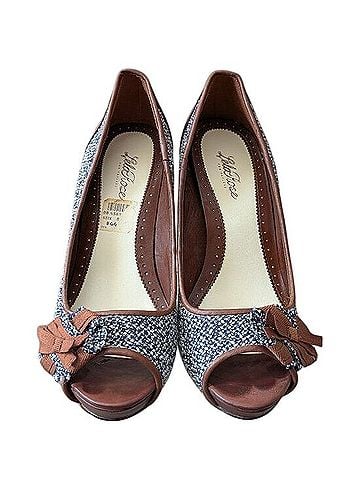 Lela Rose Tweed Peep Toe Bow Platform Pumps Heels (view 2)