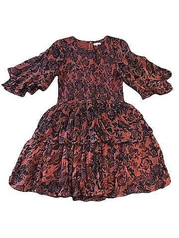 Ganni Beaumont Chiffon Tiered Mini Casual Dress (view 1)