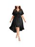 BLOOMCHIC BloomChic Solid Tie Surplice Ruffle High-Low Dress Casual Dress - photo 1