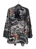 HARARI Print Black Gray Orange Silk Cardigan Size M - photo 2
