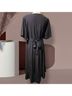 BLOOMCHIC BloomChic Solid Tie Surplice Ruffle High-Low Dress Casual Dress - photo 7