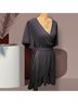 BLOOMCHIC BloomChic Solid Tie Surplice Ruffle High-Low Dress Casual Dress - photo 14