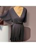 BLOOMCHIC BloomChic Solid Tie Surplice Ruffle High-Low Dress Casual Dress - photo 6