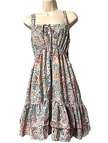 Cosita Linda Beachwear Bow Strap Tie Front Paisley Cover-Up Casual Dress (view 2)