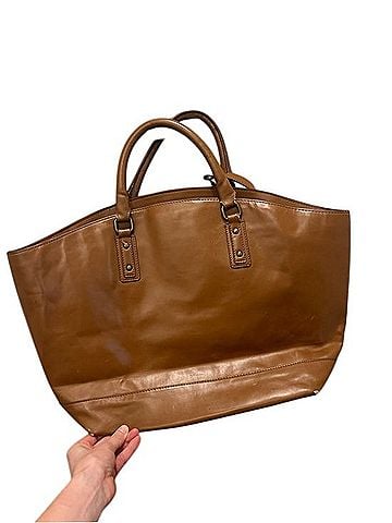 Zara Classic Brown Leather Tote Bag Tote (view 1)