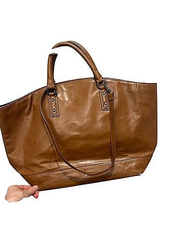 Zara Classic Brown Leather Tote Bag Tote (view 2)