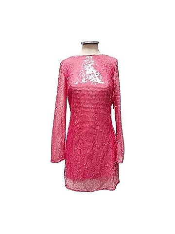 Anthropologie Sequin Long Sleeve Drape Back Mini Dress Cocktail Dress (view 2)