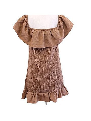 Anthropologie Off-The-Shoulder Smocked Mini Dress Casual Dress (view 2)