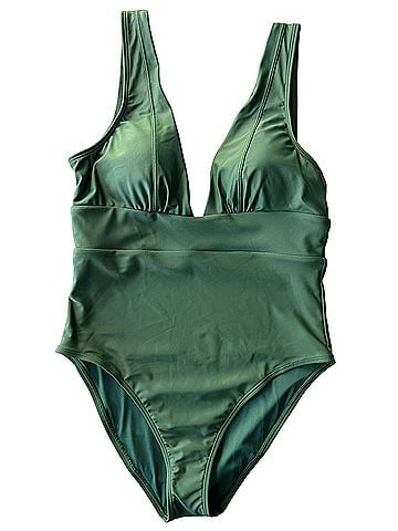 Quince Quince Italian Plunge in Palm One Piece Swimsuit (view 1)