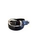 Fossil 100% Leather Solid Black Silver Belt Size M - photo 1