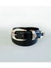 Fossil 100% Leather Solid Black Silver Belt Size M - photo 13