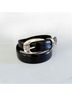 Fossil 100% Leather Solid Black Silver Belt Size M - photo 7
