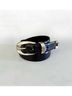 Fossil 100% Leather Solid Black Silver Belt Size M - photo 6