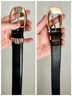 Fossil 100% Leather Solid Black Silver Belt Size M - photo 8