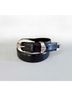 Fossil 100% Leather Solid Black Silver Belt Size M - photo 12