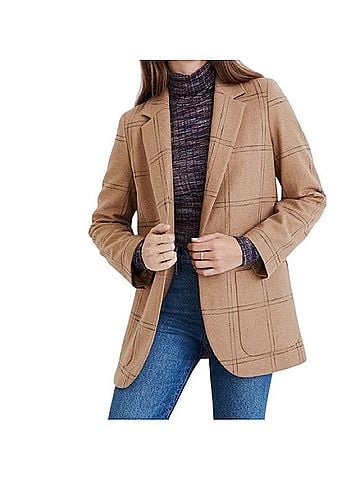 Madewell Larsen Windowpane Camel Blazer (view 1)