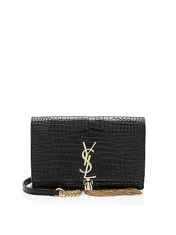 Saint Laurent Saint Laurent Croc Embossed Leather Monogram Kate Tassel Chain Wallet (view 1)