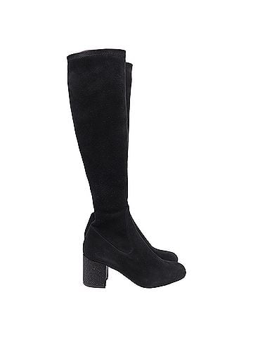 Rene Caovilla René Caovilla Block-Heel Knee-High Boots in Black Suede (view 1)
