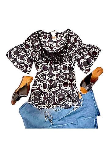 Da-Nang Tie dye bohemian collegiate summer fall Blouse (view 1)