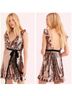 Free People 100% Polyester Solid Brown Black Gold Cocktail Dress Size 4 - photo 3