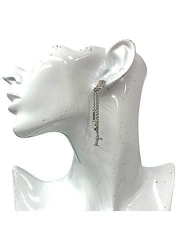 Christian Dior Christian Dior logo motif plated chain earrings, silver, accessory 08235 (view 2)