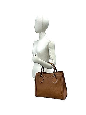 Gucci GUCCI (Old Gucci Vintage) Bamboo Leather Handbag, Tote Bag, Business Brown, 42095 (view 2)