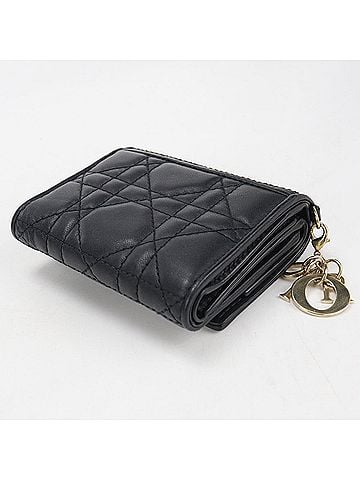 Christian Dior Christian Dior DIOR Dior Tri-fold Wallet S0181ONMJ_M900 Lotus Lady Women's Black (view 2)