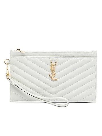 Saint Laurent Grain De Poudre Chevron Monogram Bill Pouch (view 1)