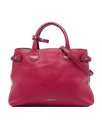 Burberry Medium Leather and House Check Canvas Banner Satchel (view 1)