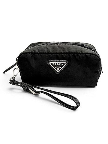 Prada PRADA 1NS175 Vera Re-Nylon Mini Pouch Small Current Model Triangle Logo Plate Cosmetic Black Made in Italy Women's (view 1)