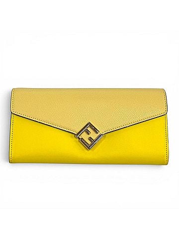 Fendi FENDI 8M0251 FF Diamond Continental Leather Long Wallet, Yellow with Gold Hardware, Made in Italy, Women's, Box and Dust Bag. (view 1)