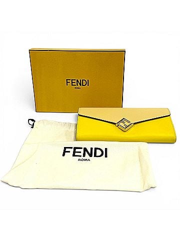 Fendi FENDI 8M0251 FF Diamond Continental Leather Long Wallet, Yellow with Gold Hardware, Made in Italy, Women's, Box and Dust Bag. (view 2)