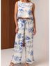 Shore Floral Tropical Multi Color White Blue Casual Pants Size M - photo 5