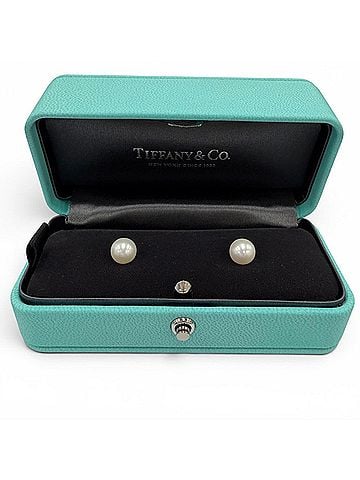 Tiffany & Co. TIFFANY&amp;Co. Tiffany Ziegfeld Freshwater Pearl 8mm Ag925 Earrings, Silver, Weight 1.8g, Women's, with Box (view 1)