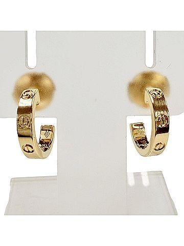 Cartier Cartier AXN851 LOVE Mini Love Hoop Earrings, Small Model, 750 (PG) Pink Gold, Weight 3.38g, Women's, with Case. (view 1)