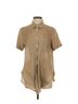 Theory 100% Linen Brown Short Sleeve Button-Down Shirt Size S - photo 1