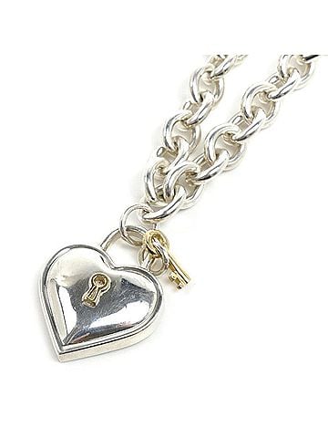 Tiffany & Co. TIFFANY&amp;Co. Tiffany &amp; Co. Sterling Silver 925 18K Yellow Gold Heart Lock Necklace 60.5g 40cm Women's (view 1)