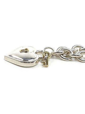 Tiffany & Co. TIFFANY&amp;Co. Tiffany &amp; Co. Sterling Silver 925 18K Yellow Gold Heart Lock Necklace 60.5g 40cm Women's (view 2)