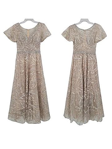 Mac Duggal Beaded &amp; Embroidered Short-Sleeve Gown Active Dress (view 2)